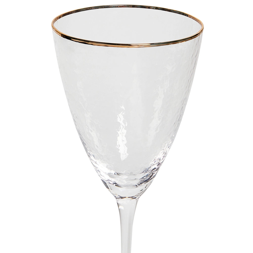 Set di 4 calici da vino in vetro soffiato a mano con bordo dorato 38 cl tavola elegante