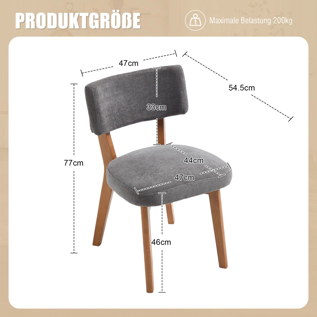 SEDIA da pranzo Set da 2 pezzi 54,5x47x77 cm Grigio Legno massello