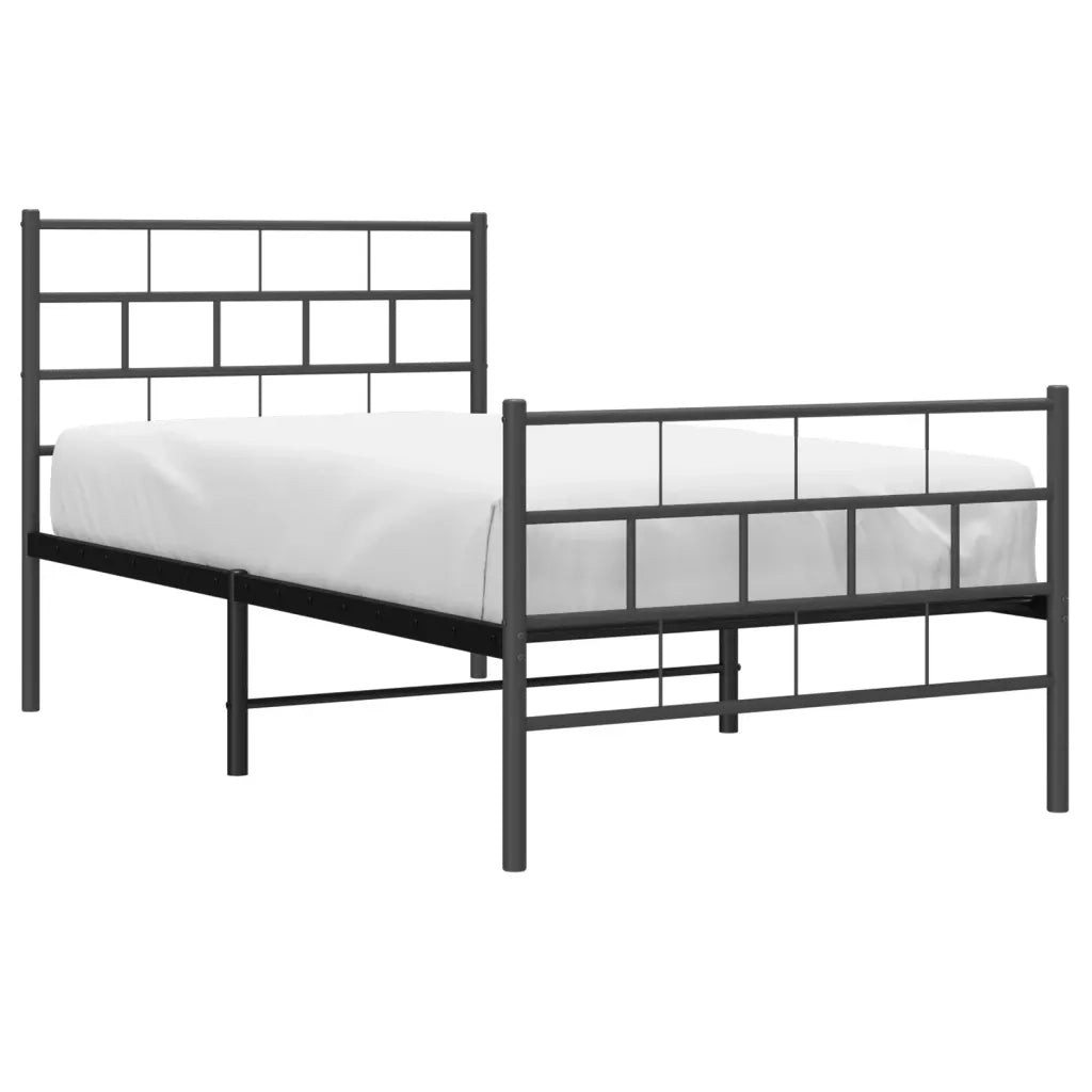 Giroletto con Testiera e Pediera Metallo Nero 90x190 cm 355669