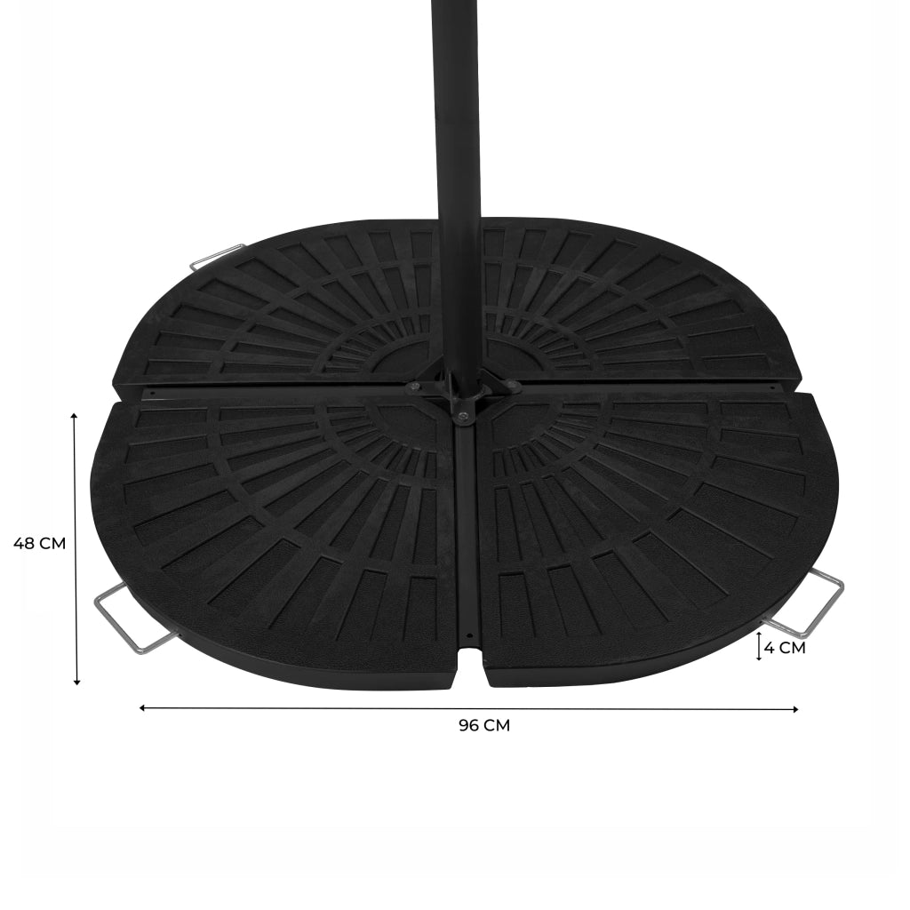 Set 4 Pesi Base Ombrellone Decentrato Banana in Resina 56kg Nero