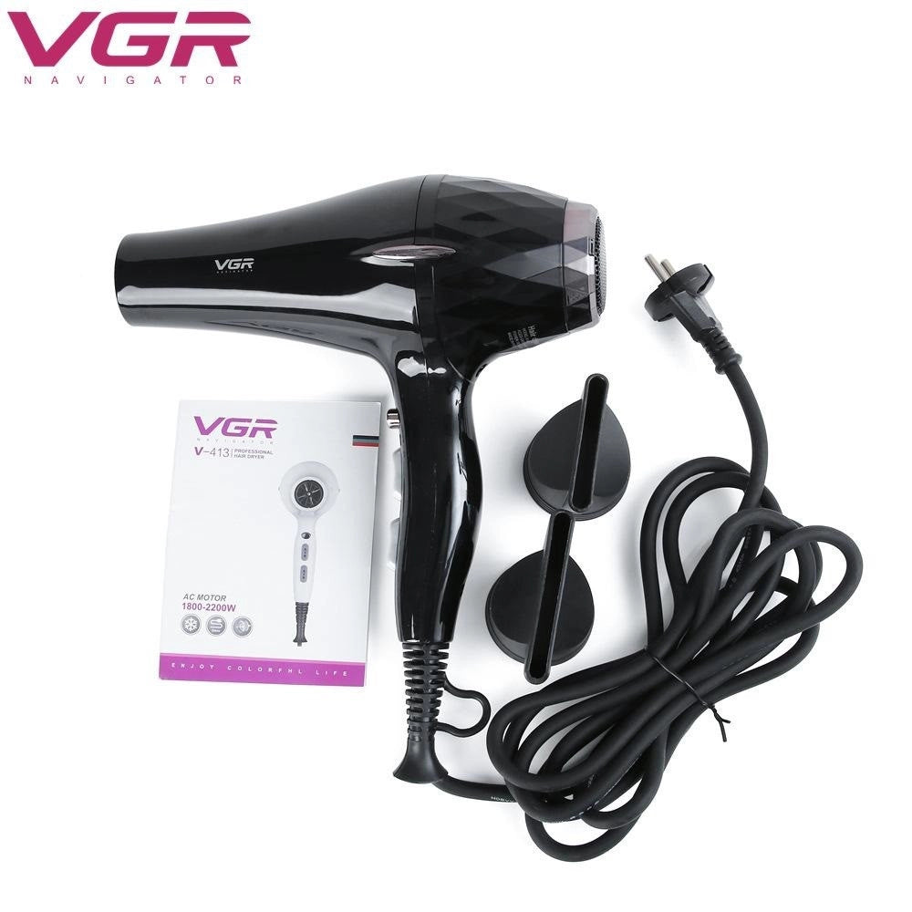 Trade Shop - Asciugacapelli Phon Elettrico Professionale Ad Alta Potenza 2200w 2 Ugelli V-413 -