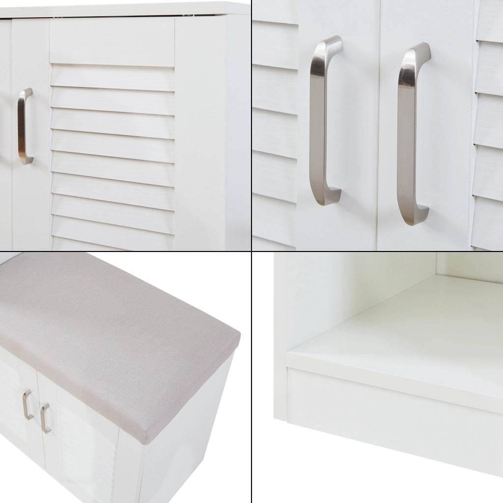 Set Løten Armadio Scarpiera e Panca 120 x 120 x 37 cm Bianco [en.casa]