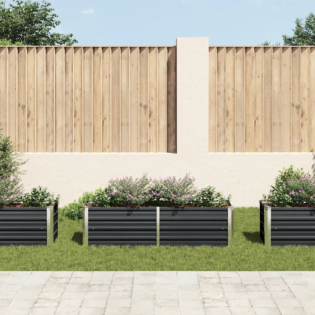Fioriere | Cassetta per fiori | Letto Rialzato Giardino Antracite 160x40x45 cm Acciaio Zincato