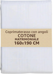 Coprimaterasso Matrimoniale in Cotone 160x190x25 cm con Angoli Elasticizzati - Traspirante e Anallergico