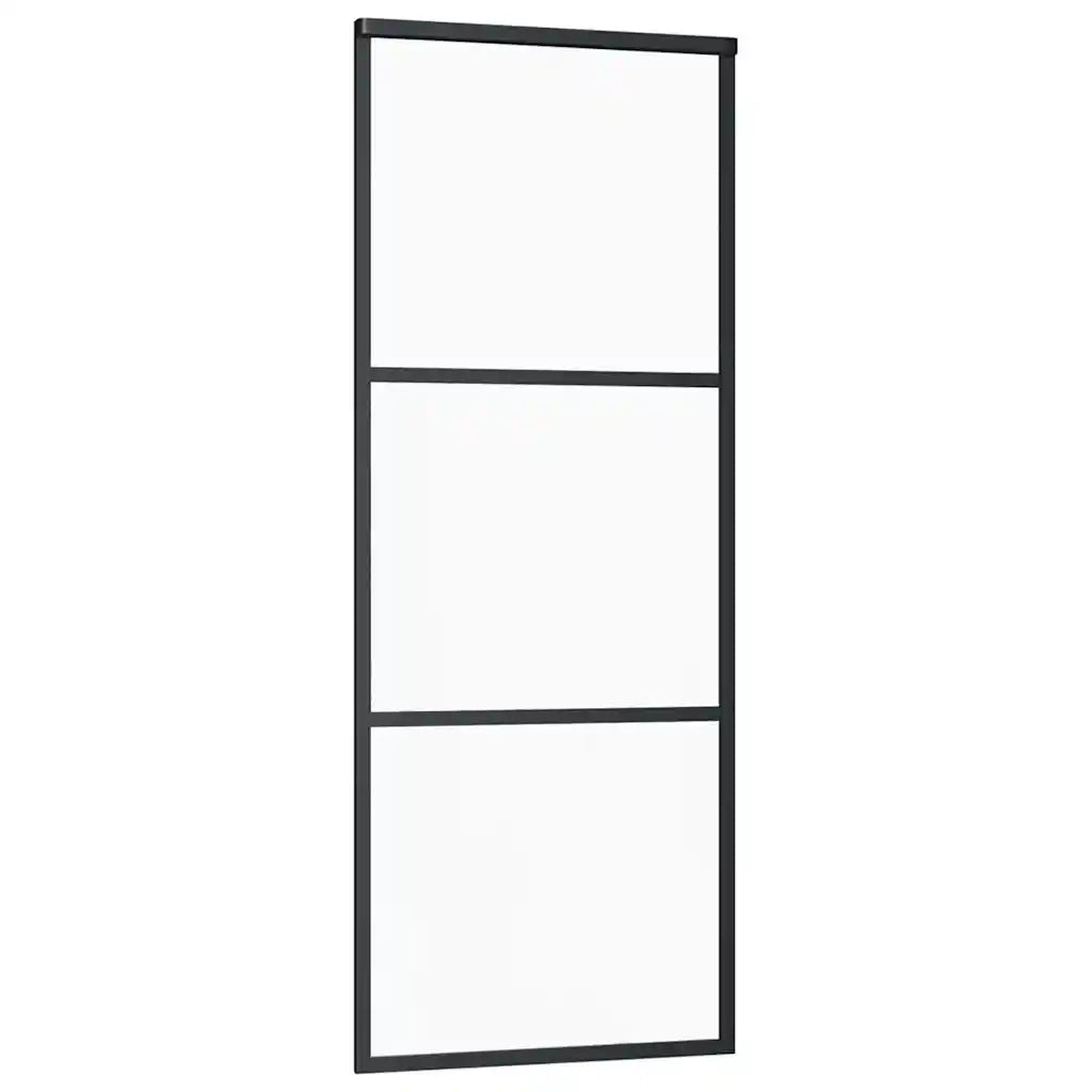 Porta Scorrevole con Ferramenta Nera 76x205 cm in Vetro ESG