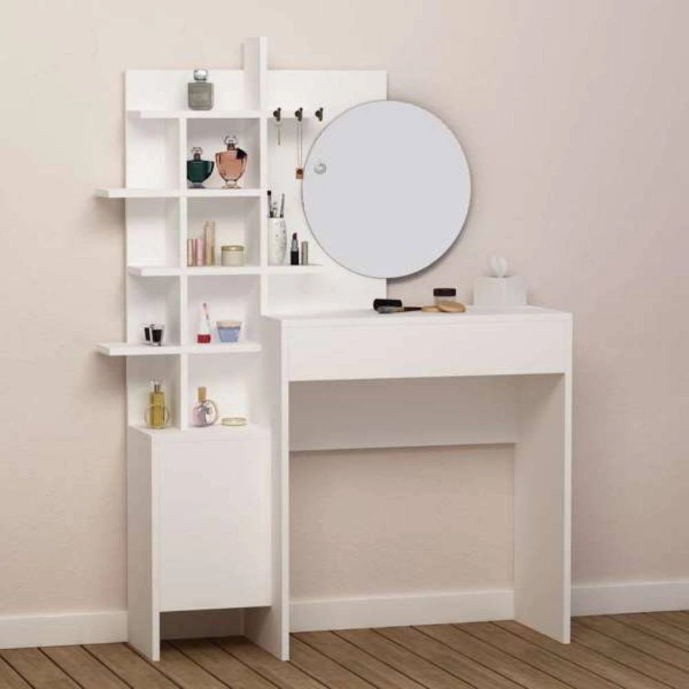 Mobile da Bagno con Specchio 105x35x151 cm in MDF Mup Bianco Rovere