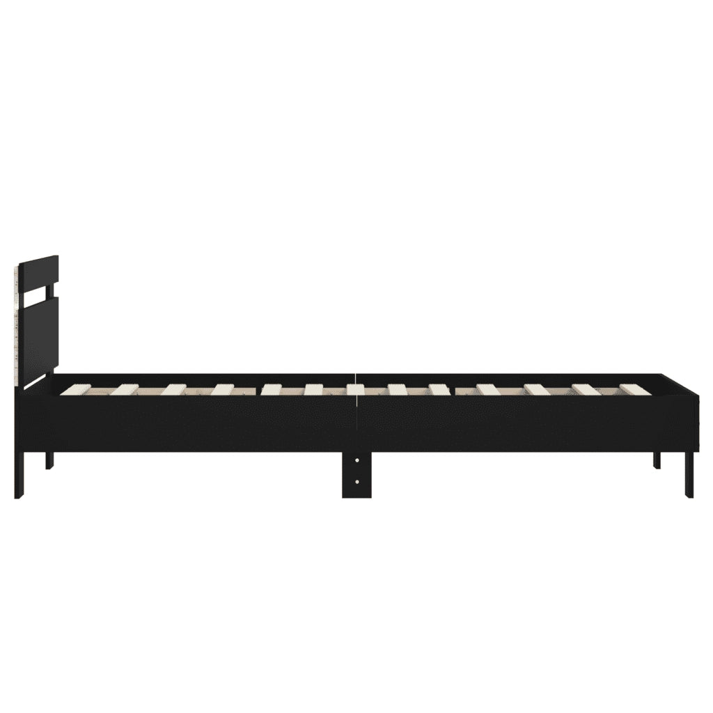 Giroletto con Testiera e LED Nero 90x200 cm 838716