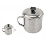 Trade Shop - Pentolino Bollilatte Bicchiere Acciaio 8 Cm Metallo Con Manico Coperchio 67507 -