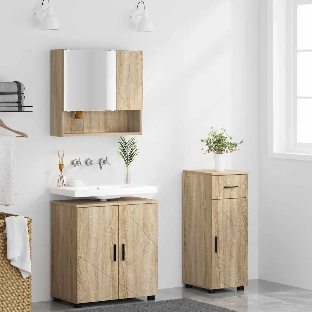 Set di mobili per il bagno con cassetto 3 pcs Rovere Sonoma 3392955