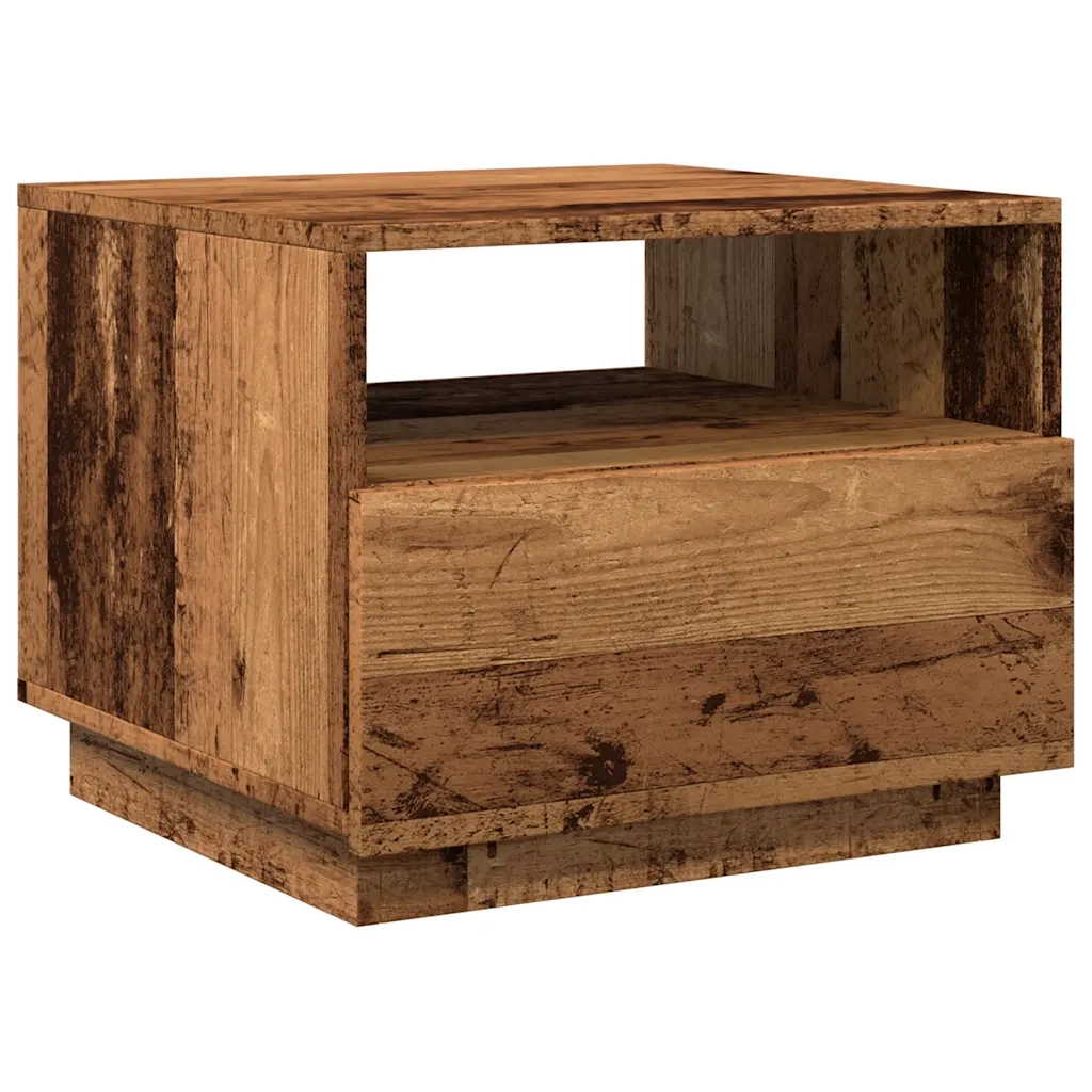 Tavolino da Salotto con Luci LED Legno Antico 50x49x40 cm 857708