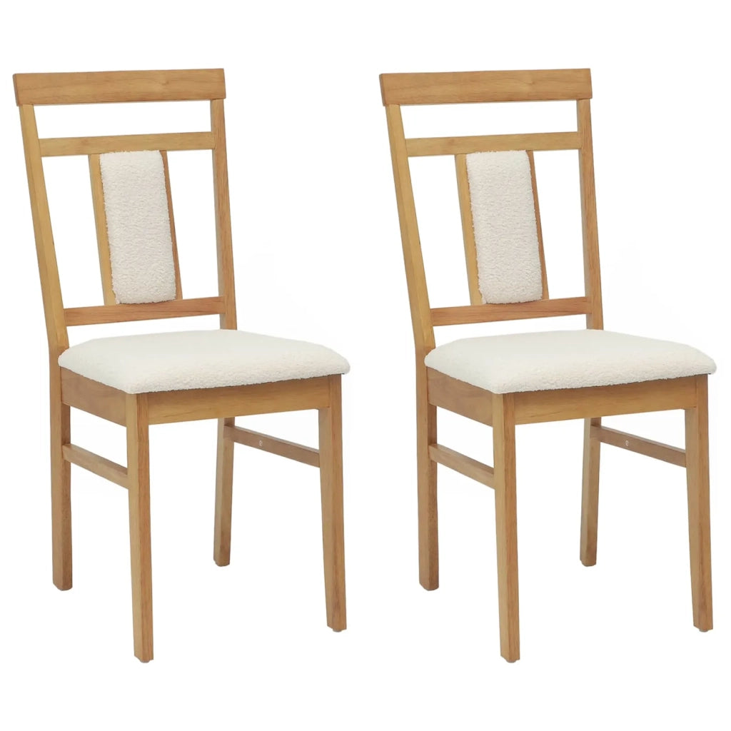 Sedia da pranzo 2 pcs Naturale e chiaro Legno di gomma solido