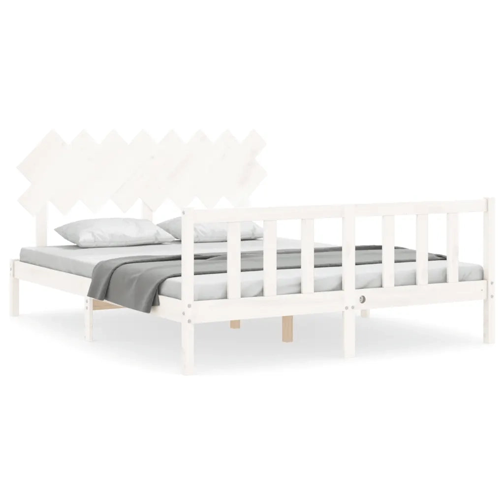 Giroletto senza Materasso-Struttura Letto Bianco 160x200 cm Legno Massello Pino 656739