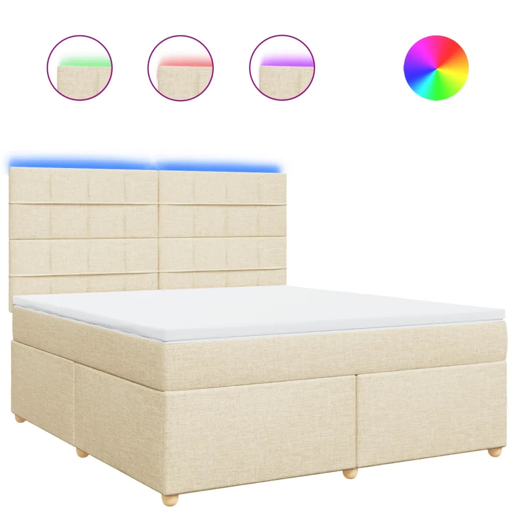 vidaXL Giroletto a Molle con Materasso Crema 180x200 cm in Tessuto