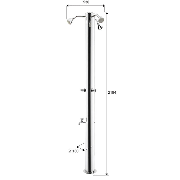 Doccia da Giardino Tripla 3 Rubinetti e Lavapiedi ATI Docce MUL-3R Inox Anodizzato