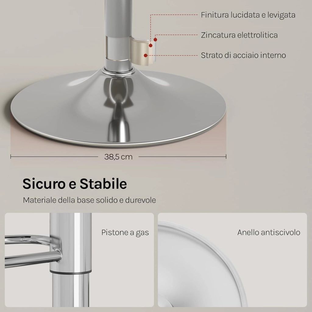 Sgabelli da Cucina/Bar Set di 4, Sedie da Bancone con Poggiapiedi, Altezza Regolabile, Girevoli a 360°, Rivestimenti in PU, Struttura in Metallo, Soggiorno, Bar, Caffè, Bianco