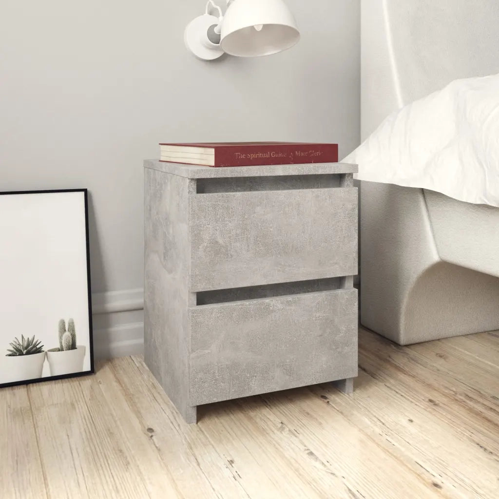 Comodino | Armadio da Notte | Mobiletto da notte Grigio Cemento 30x30x40 cm in Legno Multistrato