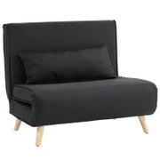 Poltrona Letto 3 in 1 con Schienale Reclinabile su 6 Posizioni in Tessuto, 94x78x80 cm, Nero