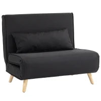 Poltrona Letto 3 in 1 con Schienale Reclinabile su 6 Posizioni in Tessuto, 94x78x80 cm, Nero