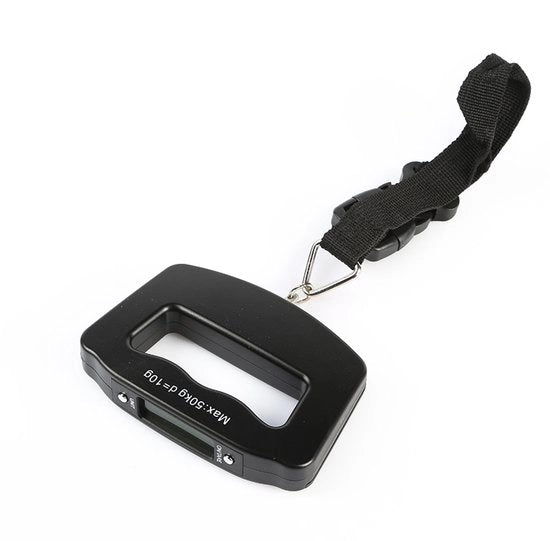 Peso portatile con cassetto e bilancino portatile, fino a 50 kg, bilancia digitale con gancio/cinghia