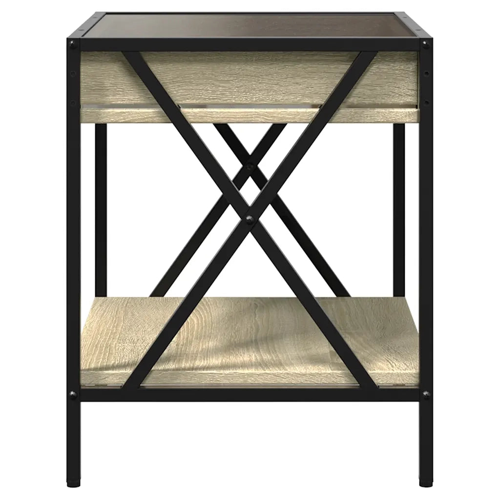 Tavolino da Salotto con LED Infinity-Tavolino da soggiorno Rovere Sonoma 40x40x49 cm