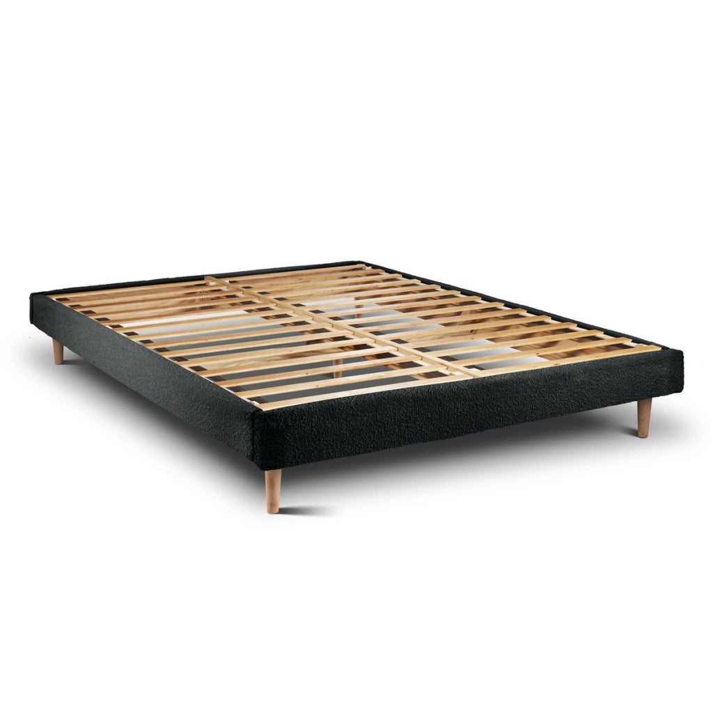 Letto 200x200 cm con testiera in linea - tessuto bouclé