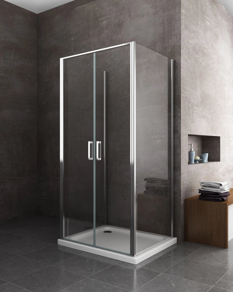 Porta battente Saloon  + 2 lati fissi box doccia 6 mm cromo 2 FISSE 77,5-80 + SALOON 77-80