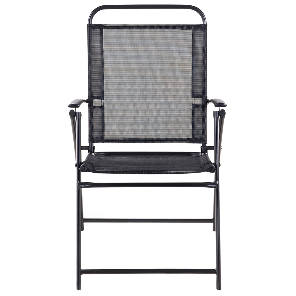 Set di 4 sedie da giardino con struttura in acciaio Nero pieghevole resistente agli agenti atmosferici