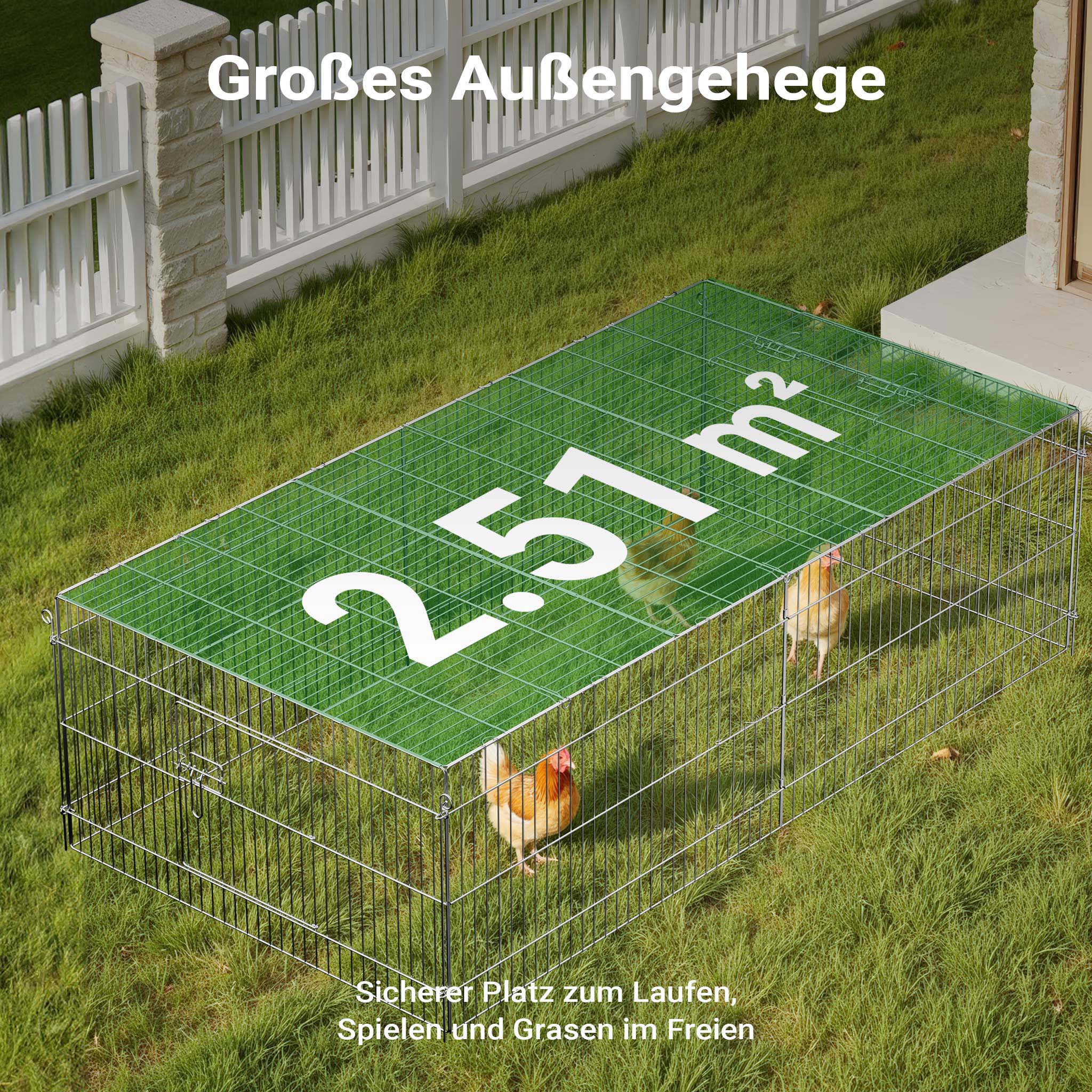 Recinto per piccoli animali 216 x 116 x 65 cm con telo parasole recinzione per conigli e lepri