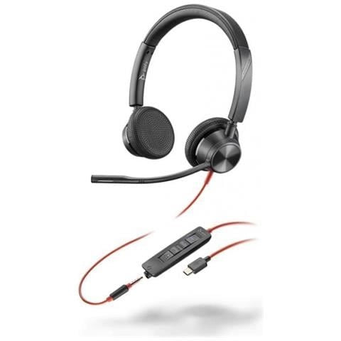 Hp poly cuffie stereo poly blackwire 3325 con connettore usb-c, certificate per microsoft teams + spina da 3,5 mm + adattatore usb-c/a - 8X222AA