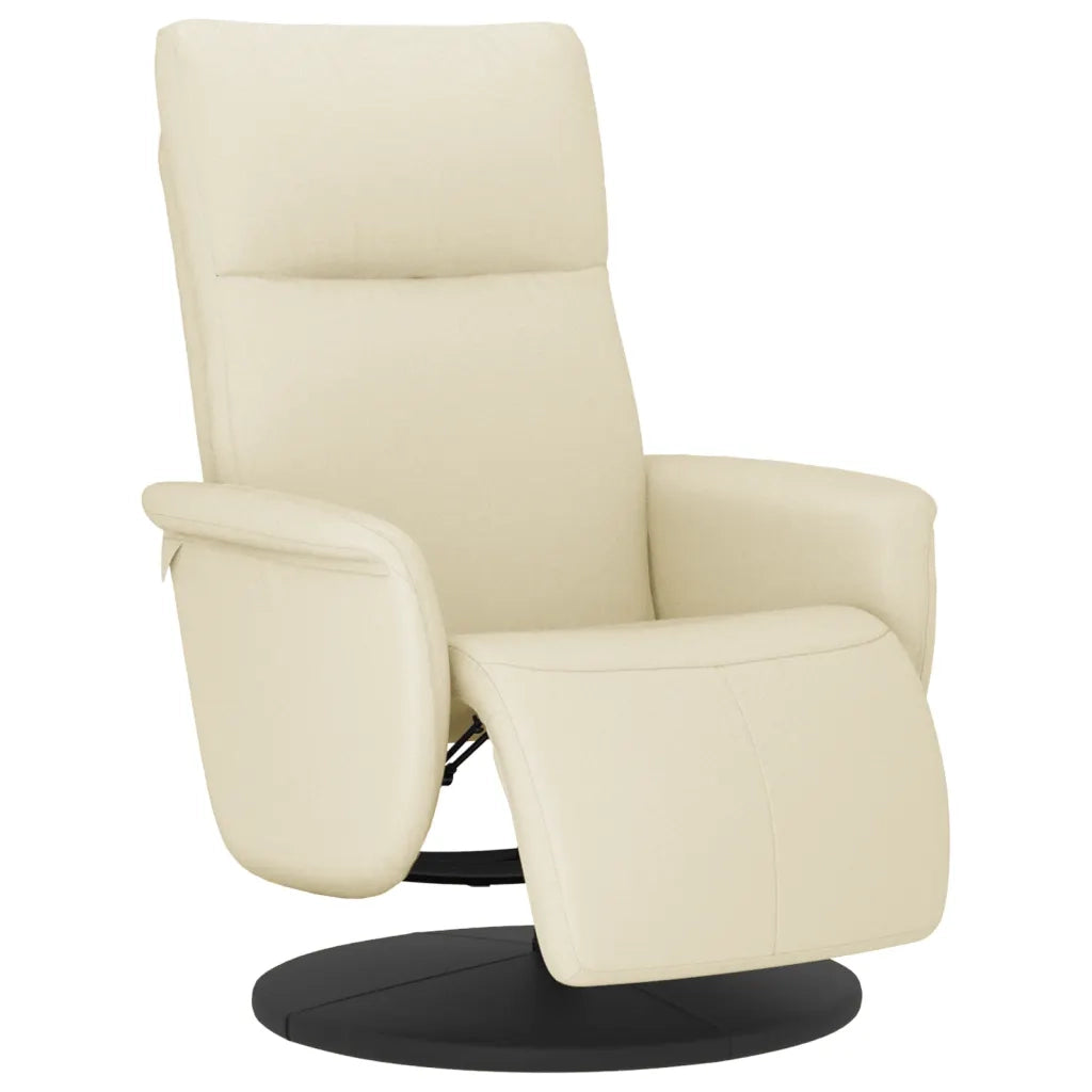 Divano Sedia-Poltrona Reclinabile con Poggiapiedi Crema in Similpelle 652811