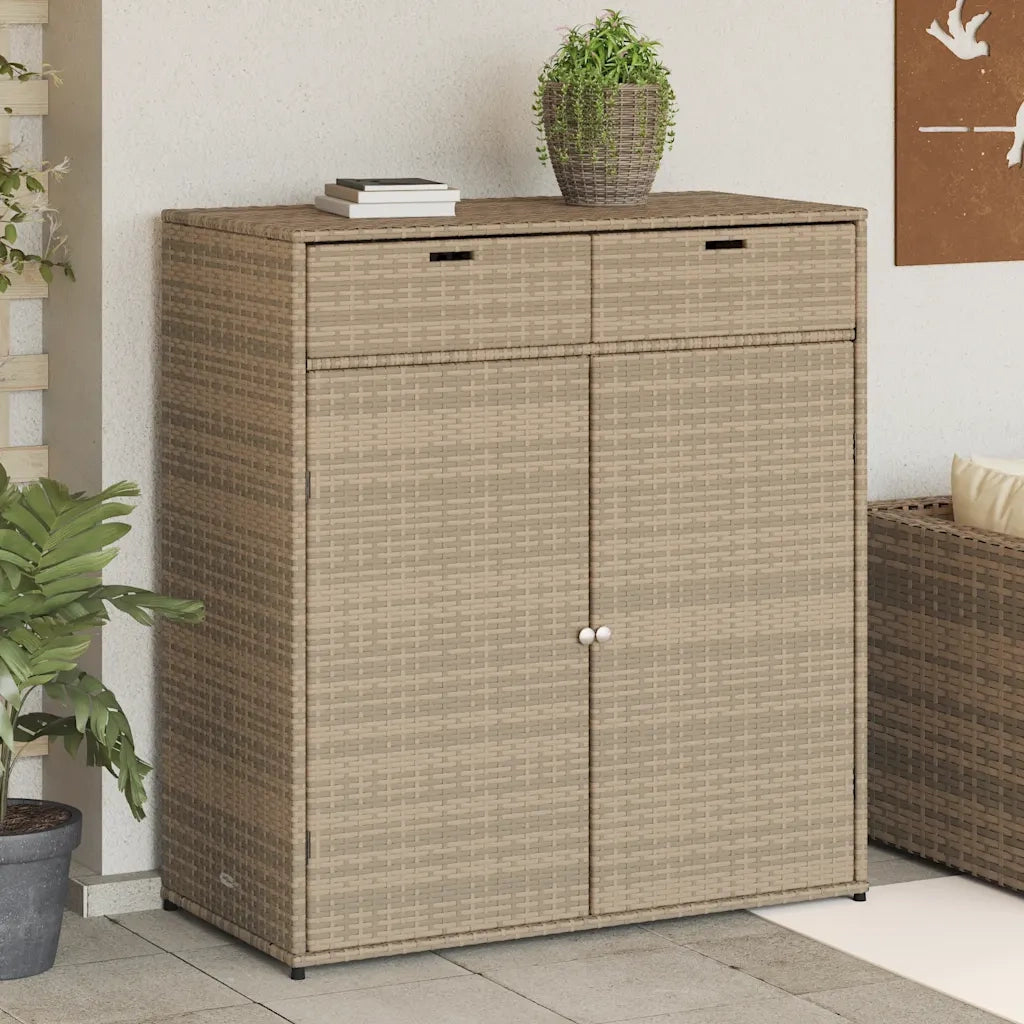 Armadietto Portaoggetti Giardino Beige 105x55x113cm Polyrattan 365566