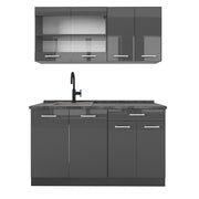 Vicco Cucina monoblocco Antracite lucido/antracite 140 cm , PL Antracite