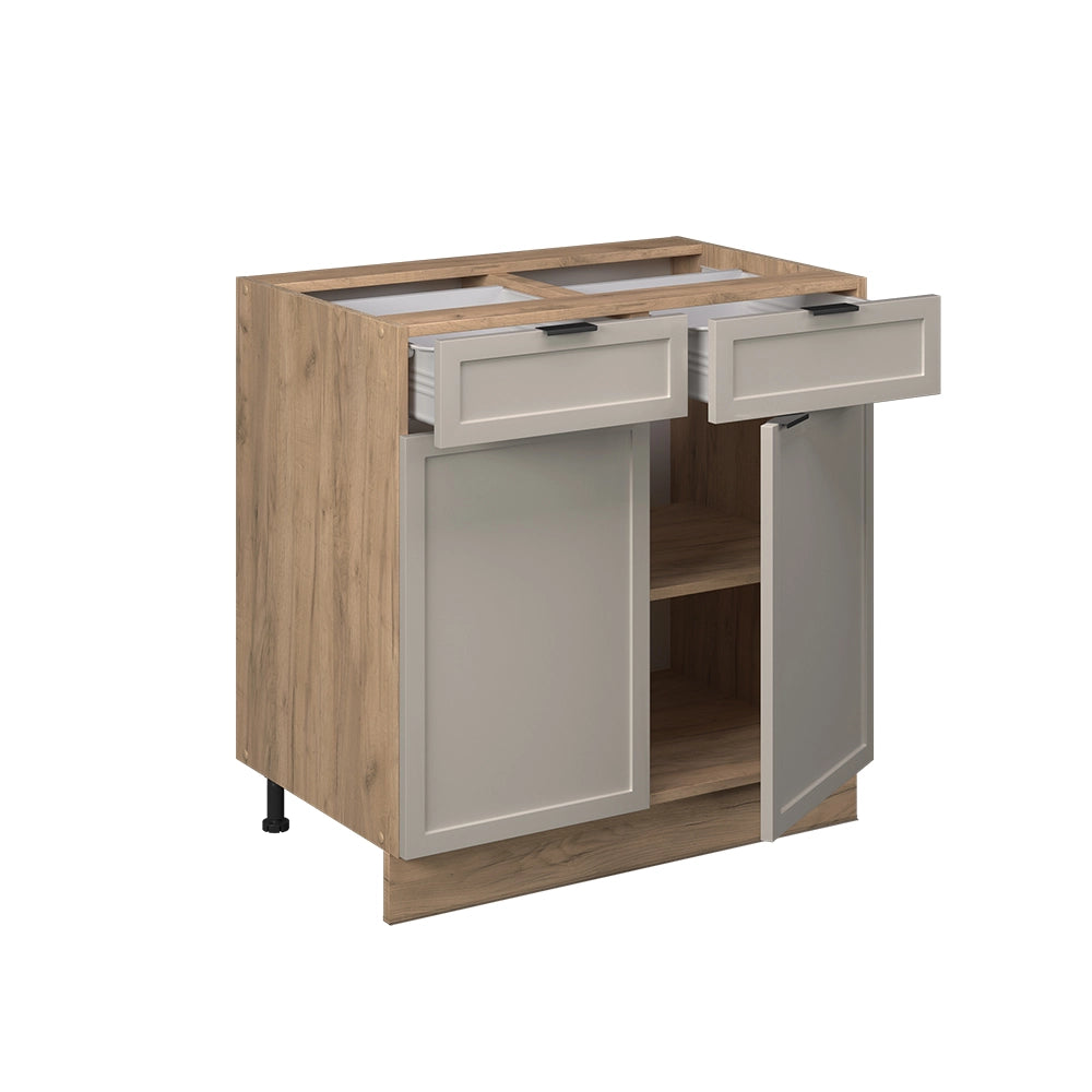 Mobiletto base per cucina Fame-Line GrigioBeige/Rovere dorato 80 cm, PL Antracite Vicco