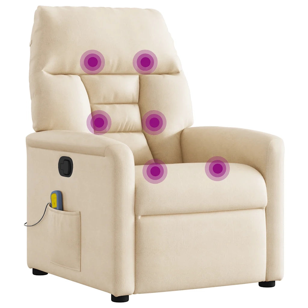 Poltrona Massaggiante Reclinabile Beige in Tessuto Microfibra 4015575