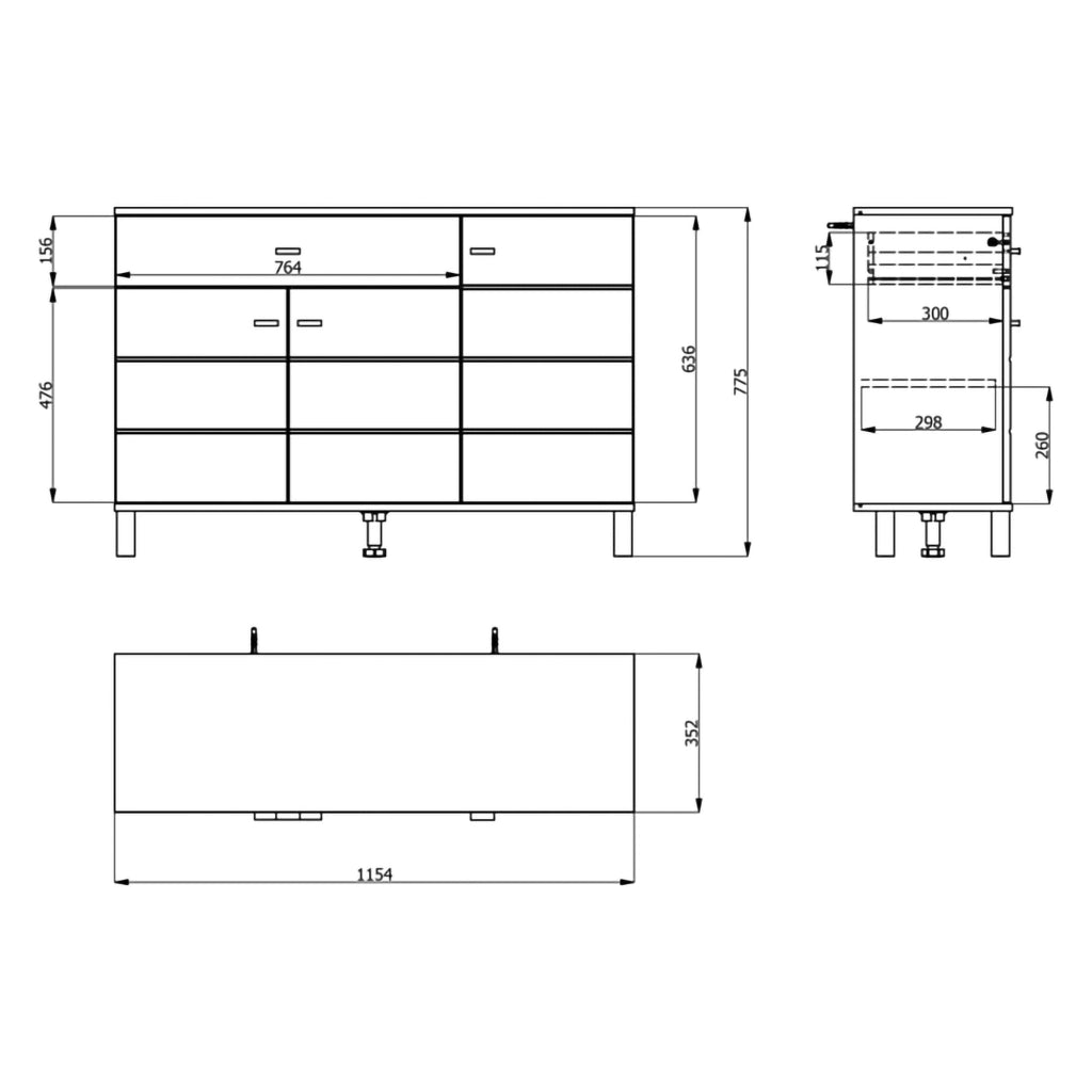 Madia Uyuni, Credenza un Cassetto, 116x35x78h cm Marrone Rovere Nodi