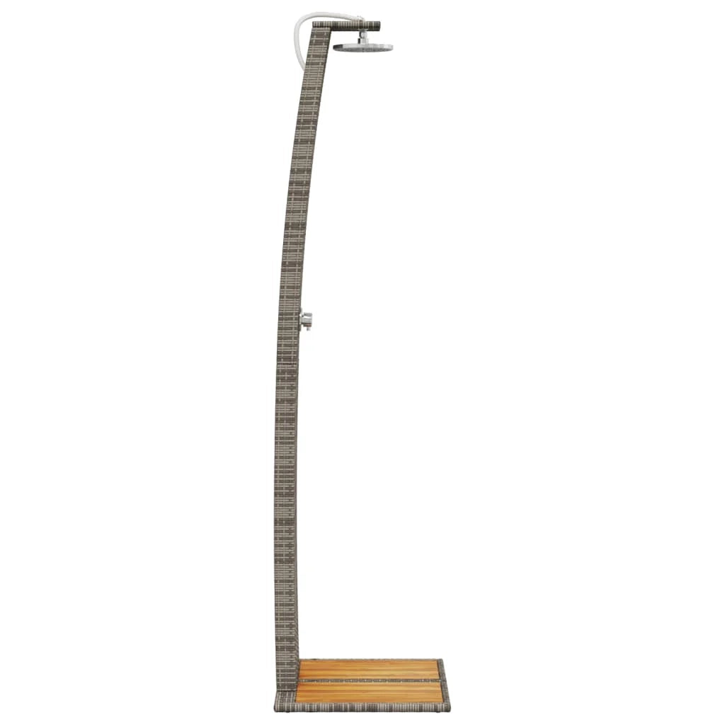 Doccia da esterno 55 x 60 x 224 cm resina intrecciata legno di acacia grigio 02_0042019