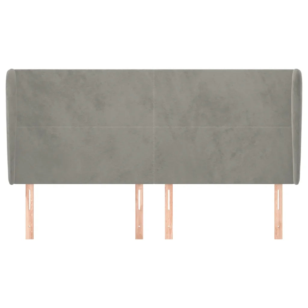 Testiera ad Orecchio-Testata con Orecchie Grigio Chiaro 183x23x118/128 cm in Velluto 553213