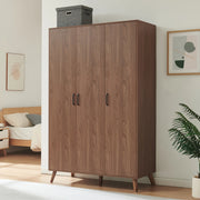 Armadio Guardaroba Norg con 3 Ante e 4 Scomparti 191x120x52 cm - Effetto Noce [en.casa]
