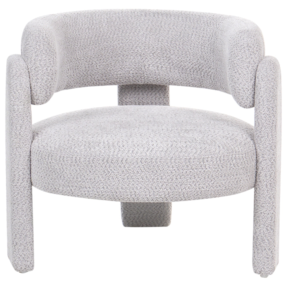Poltrona imbottita in ciniglia con schienale curvo seduta moderna in stile scandinavo grigio chiaro