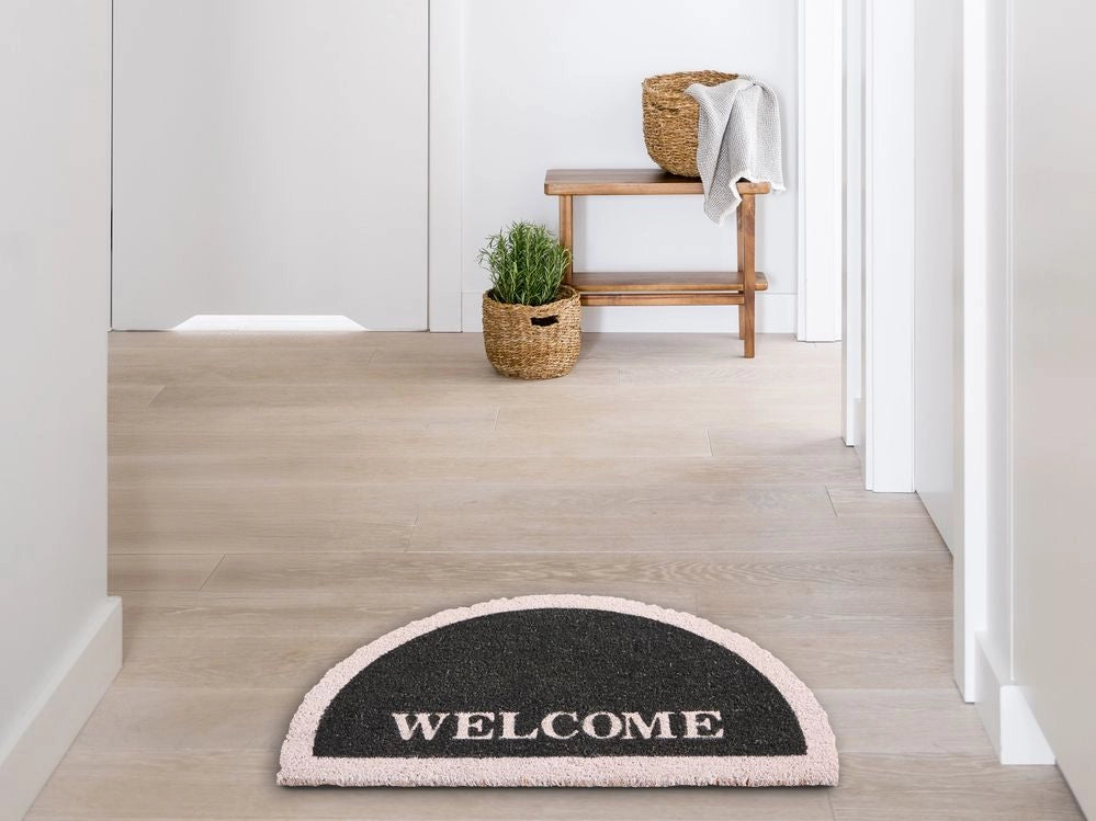Zerbino in fibra di cocco antiscivolo 45 x 75 cm con supporto in PVC nero tappeto di benvenuto