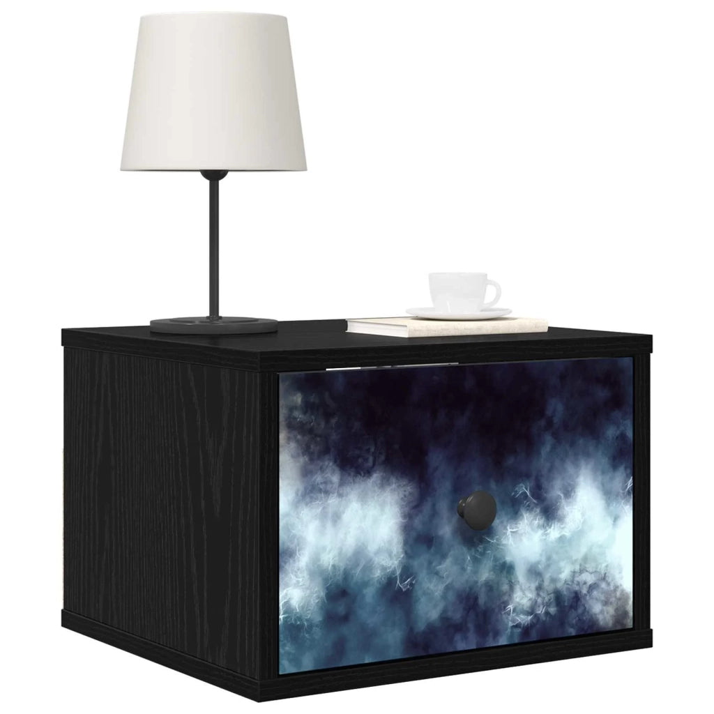 Mobiletto da comodino a parete RAALTE 2 pz Rovere Nero 8007444