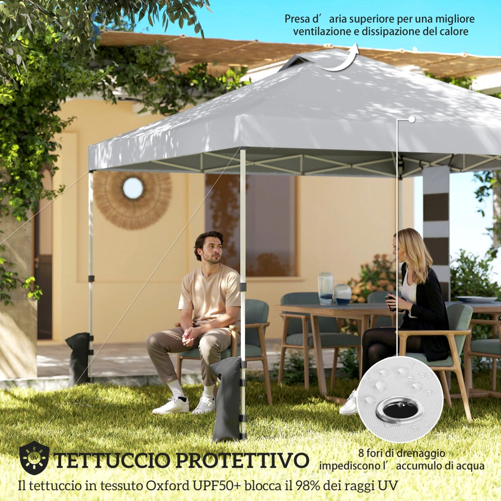 Gazebo Giardino 3x3 m ¨C Zephmum ¨C Bianco Metallo Oxford