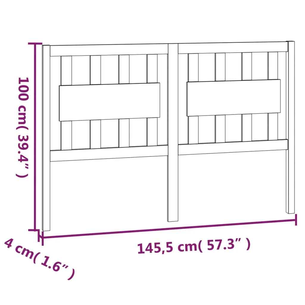 Testiera per Letto Nera 145,5x4x100cm in Legno Massello di Pino 818574