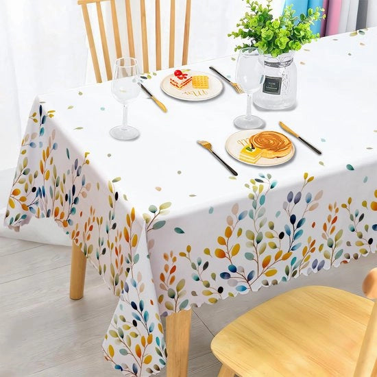Tappeto da tavolo resistente all'acqua, tessuto eucalipto, resistente al tempo, tappeto da tavolo quadrato con fiori, tappeto da tavolo in poliestere, idrorepellente per esterno, tavolo da giardino, tavolo da cucina, tavolo da pranzo, 140x180 cm