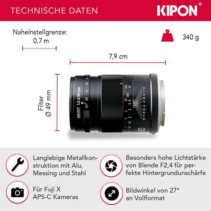 Kipon Iberit 90/2,4 full frame Fuji X