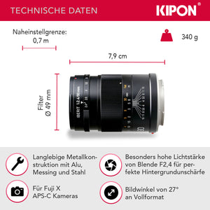 Kipon Iberit 90/2,4 full frame Fuji X