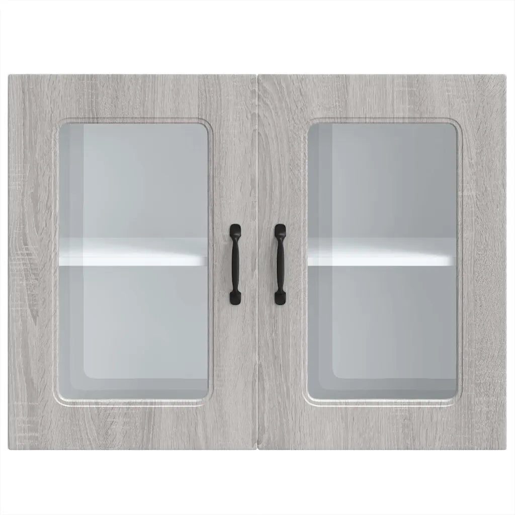Pensile da Cucina con Porta in Vetro Kalmar Grigio Sonoma