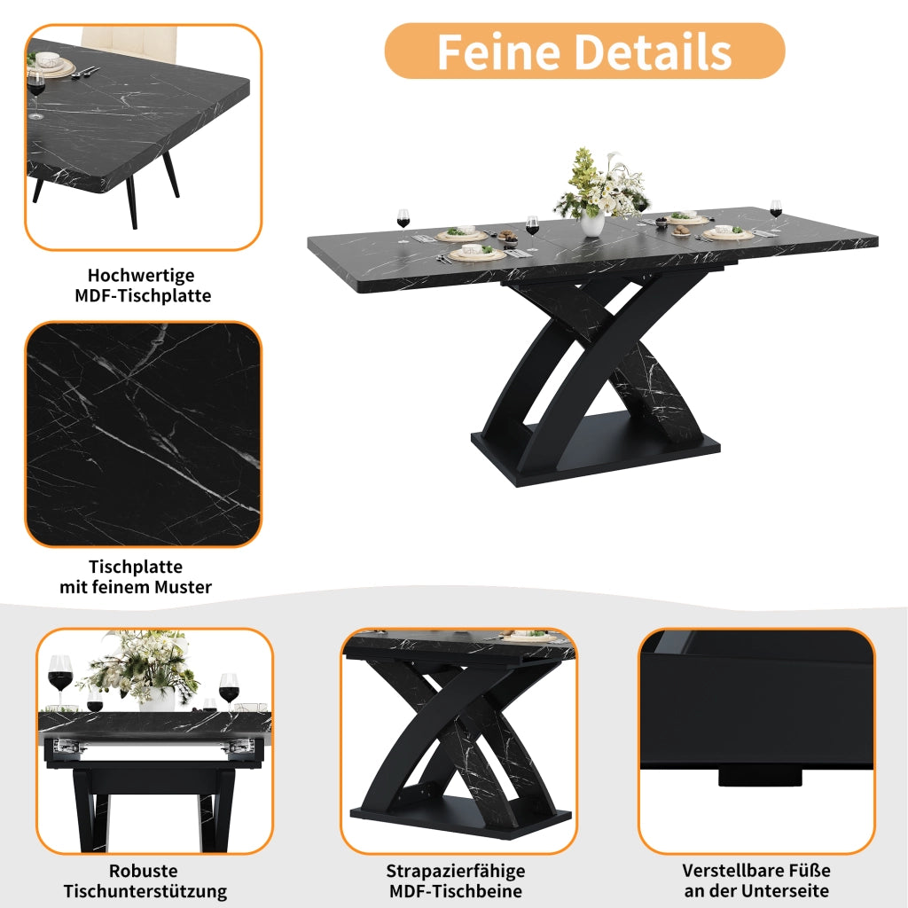 TAVOLO da pranzo allungabile 120-160 cm in MDF e metallo nero