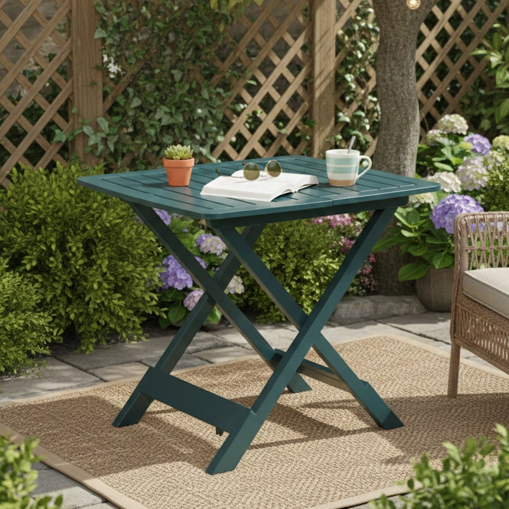 Ruthton, Tavolo da Esterno 4 Posti Made in Italy, 79x72x70h cm Verde