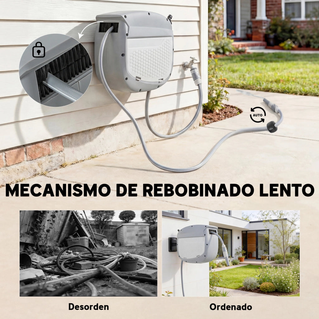 Molla per Tubo Retrattile 10+1 m ¨C zephmum ¨C Grigio con Supporto e Boquilla 2 Modifiche
